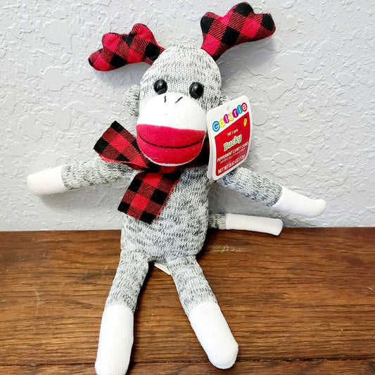 Galerie Bucky Monkey Reindeer Plush Stuffed Animal Plaid Scarf Antlers Christmas