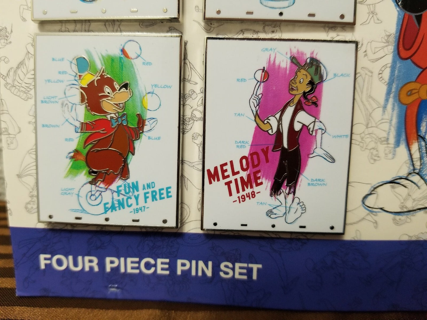 Disney Parks 2020 Ink & Paint 4 Pin Set Melody Time, Ben & Me, Fun & Fancy Free