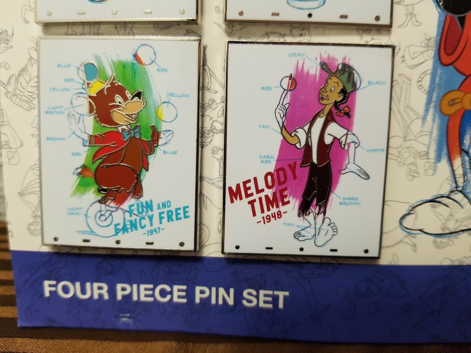 Disney Parks 2020 Ink & Paint 4 Pin Set Melody Time, Ben & Me, Fun & Fancy Free