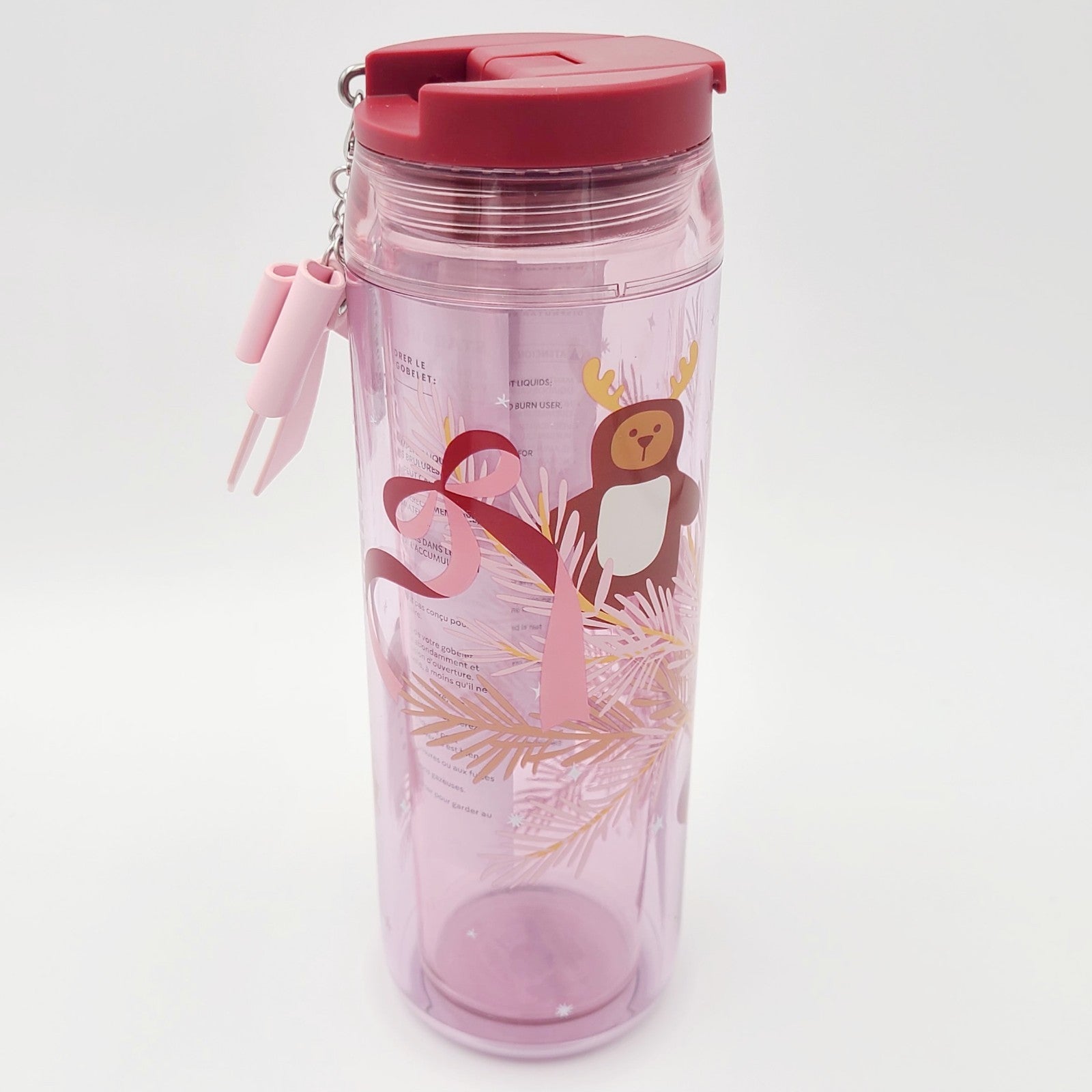 Starbucks 2025 Bearista BEAR Cold Cup Tumbler Holiday Christmas Charm Bow Pink