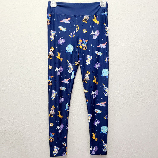 XS Leggings Disney Park 50th Anniversary Castle Minnie Orange Bird Figment Women
