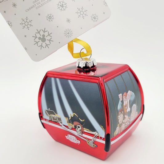 NEW Disney Parks Skyliner Pirates of the Caribbean Glass Red Christmas Ornament