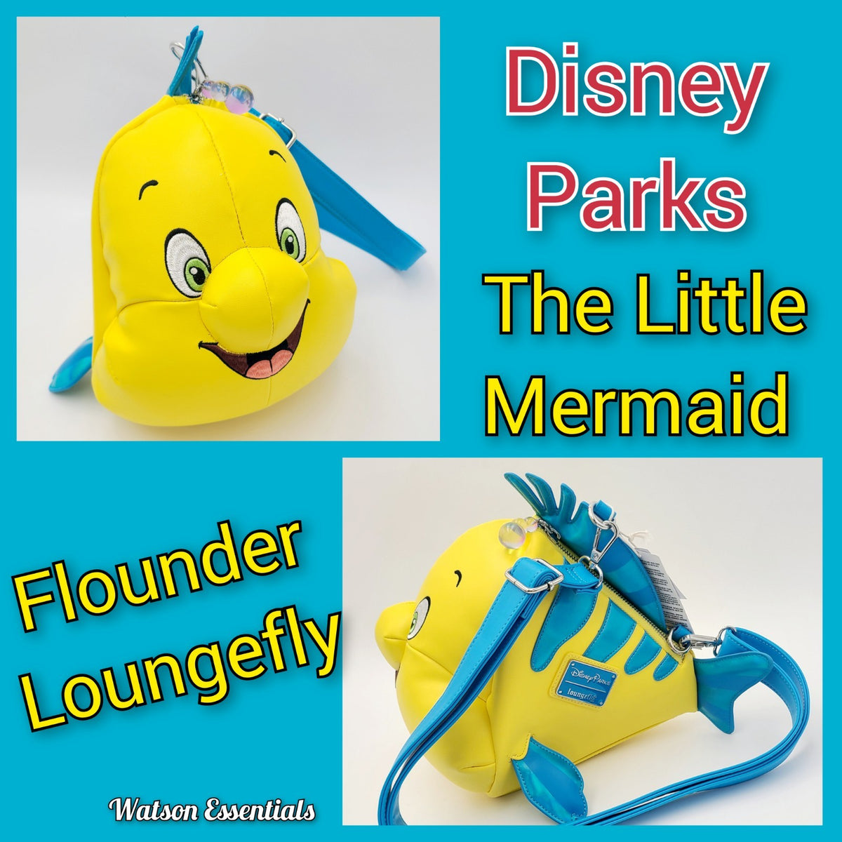 Disney Parks 2026 The Little Mermaid Flounder Fish Crossbody Bag Loungefly New
