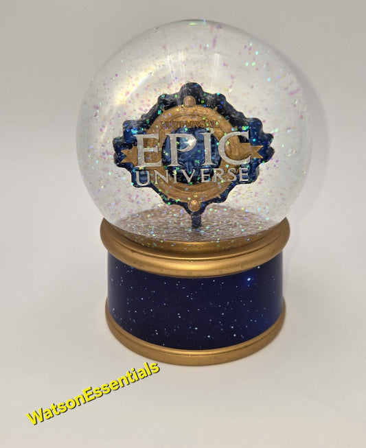 EPIC Universe Logo Snowglobe Water Globe Universal Studios Orlando Blue & Golden