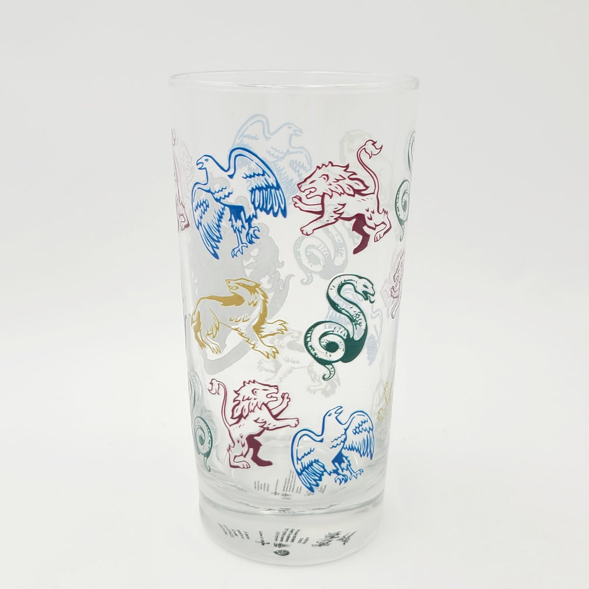 Universal Studios Harry Potter School Crest Gryffindor Lion Slytherin Glass Mug