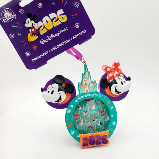 2026 Walt Disney World Mickey Minnie Mouse Photo Frame Christmas Dated Ornament