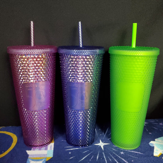 *Set of 3* Disney Parks Starbucks 50th Anniversary Blue, Pink, Green Stud Bling