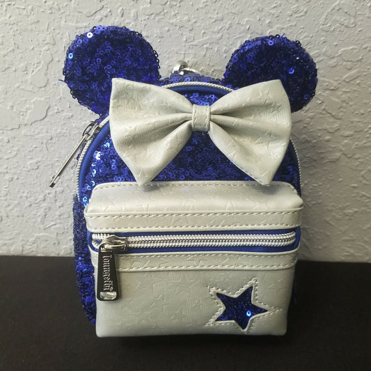 2020 Disney Parks Make A Wish Mickey Loungefly Wristlet Backpack Blue Stars