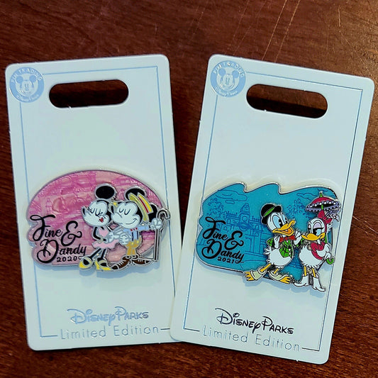 *2 Fine & Dandy Pin Set* Disney Parks 2020/2021 Mickey Minnie Donald Daisy Duck