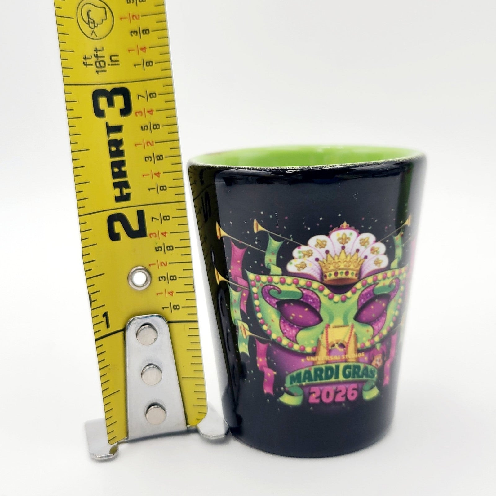 2026 Universal Studios Mardi Gras Shot Glass Parade Key Art 2oz Toothpick Holder