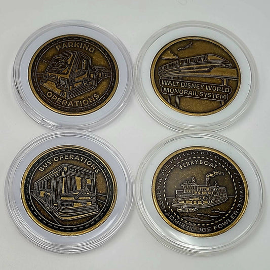 *4 Transportation Coin* 2026 Disney Parks Monorail Collection Set Medallion WDW