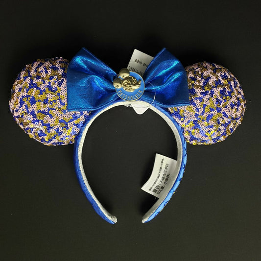 2021 Disney Parks WDW Annual Passholder Blue Sequined Minnie Mouse Bow Ears NEW