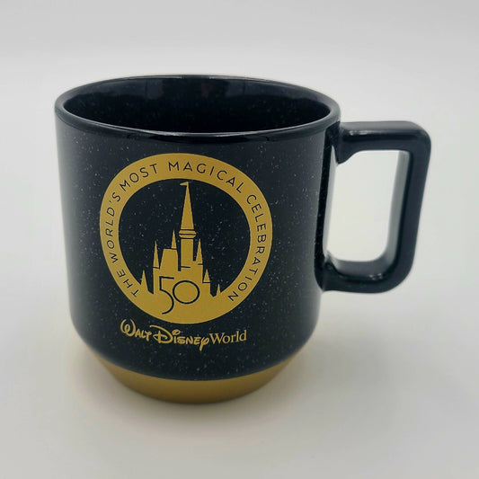 Walt Disney World Parks 50th Anniversary Black & Gold Starbucks Coffee Mug Cup 