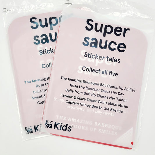 *Set of 2* Chick-fil-A Kids Super Sauce Sticker Tales Amazing Barbeque Boy Cooks