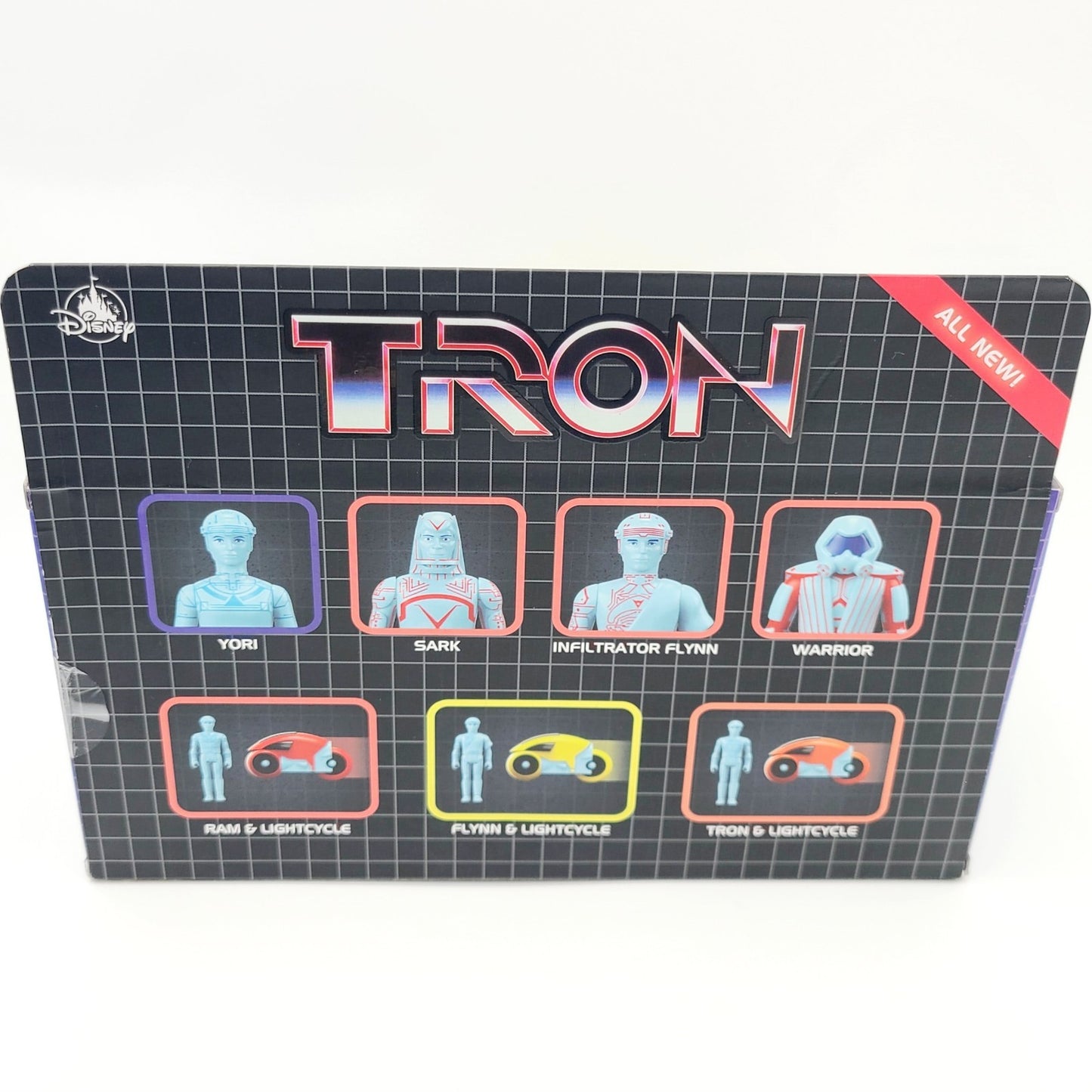 Disney Parks Super7 ReAction Figures Tron Lightcycle Set Red Yellow Orange Set