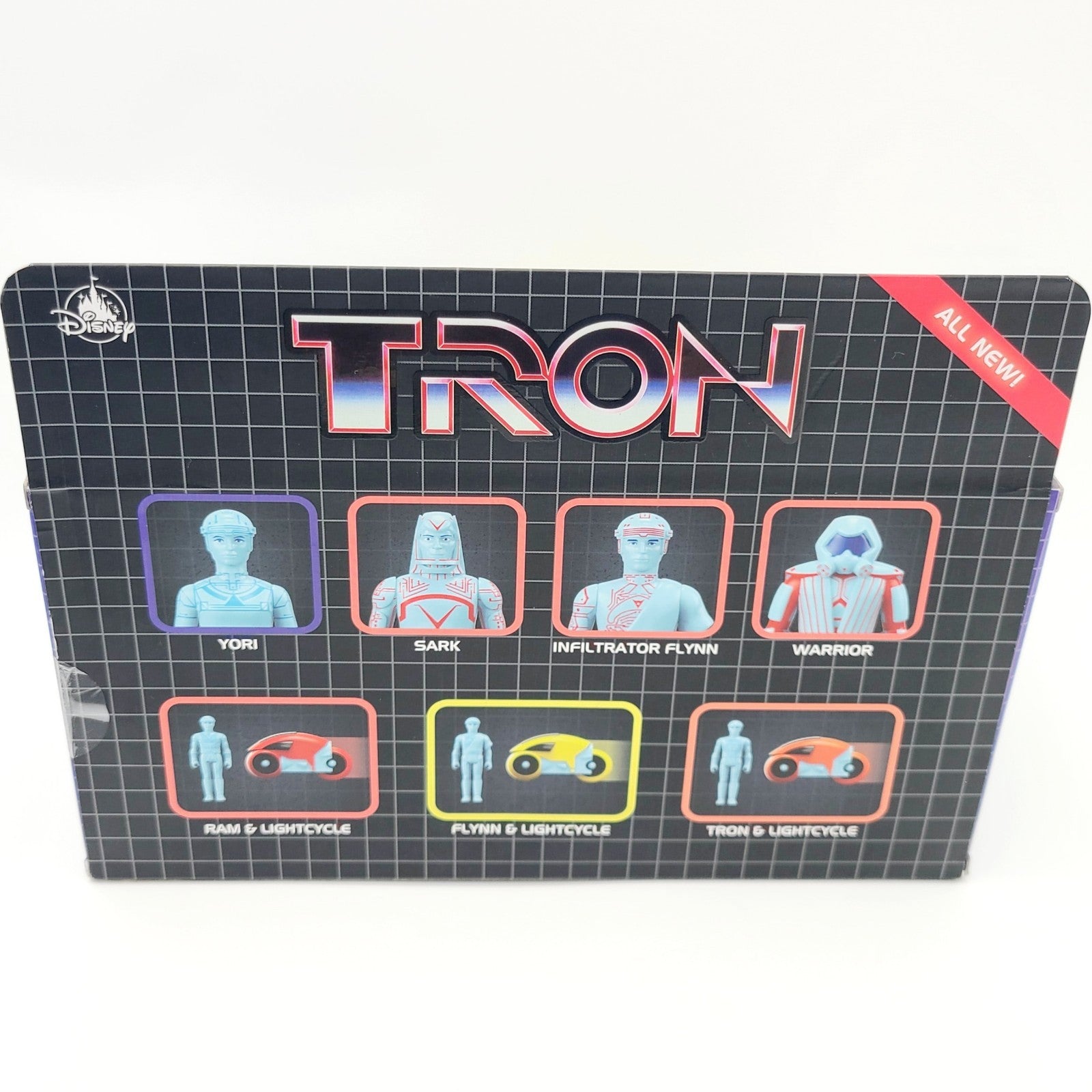 Disney Parks Super7 ReAction Figures Tron Lightcycle Set Red Yellow Orange Set
