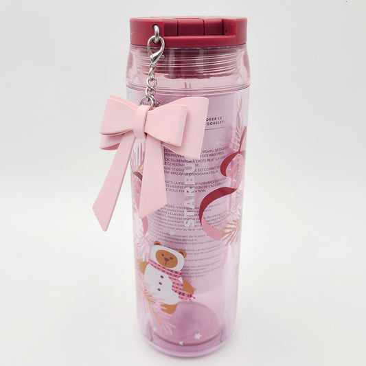 Starbucks 2025 Bearista BEAR Cold Cup Tumbler Holiday Christmas Charm Bow Pink