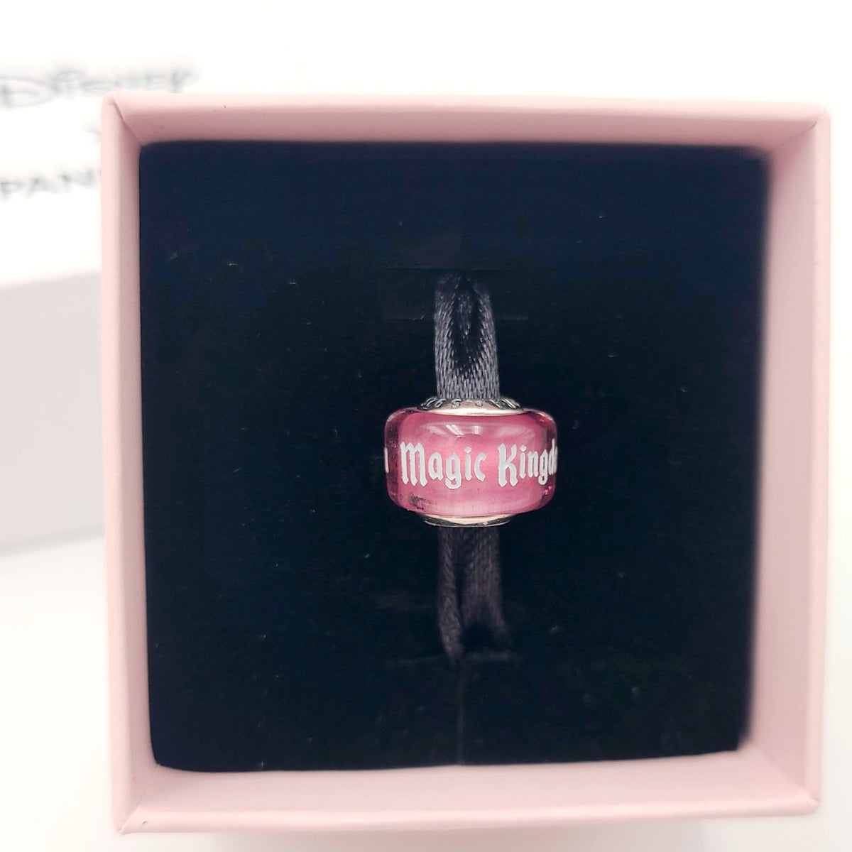 2026 Walt Disney World Parks Pandora Pink Magic Kingdom Murano Glass Charm New