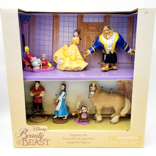Disney Parks Beauty & Beast Figurine 7 Piece Playset Toy Set Belle Cake Toppers