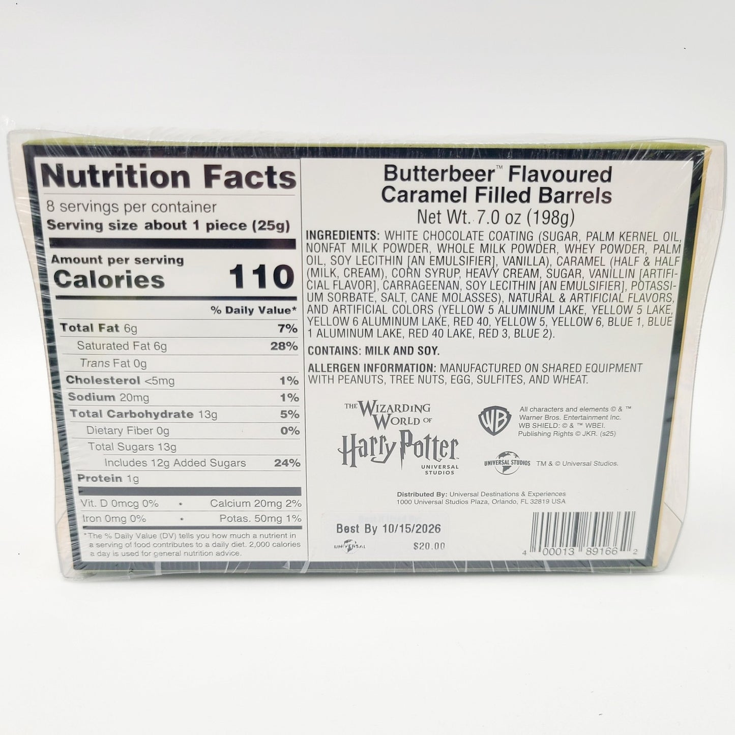 Universal Studio Harry Potter Butterbeer Flavored Caramel Chocolate Candy Barrel