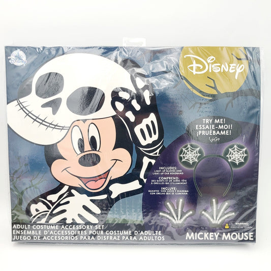 Disney Park Mickey Mouse Gloves Ears Light-Up Skeleton Costume Accessory Adult