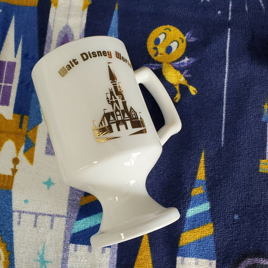 2021 Disney Parks WDW 50th Anniversary Cinderella Castle Vault Footed White Mug