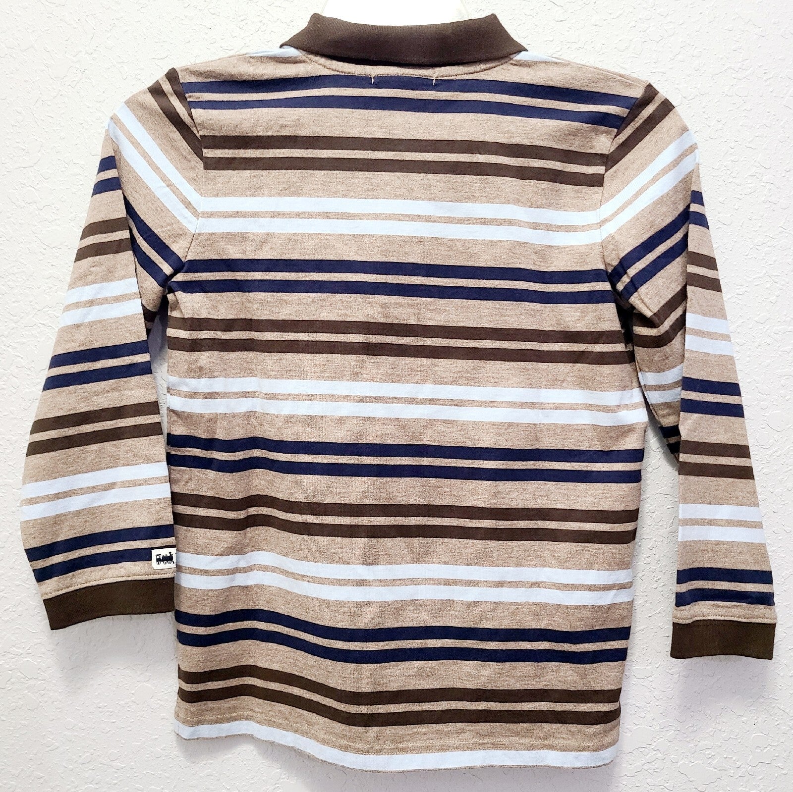 Size 6 Boys Janie & Jack Long Sleeve Brown Striped Collar Shirt NWT