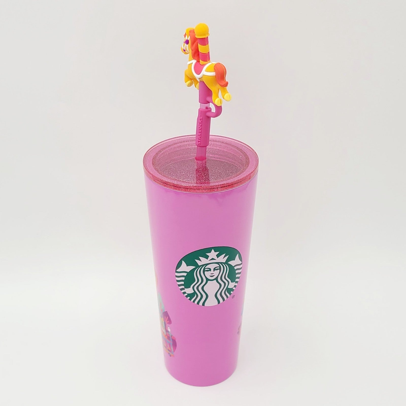2026 Disney Parks Starbucks Magic Kingdom Horse Carrousel Straw Topper Tumbler