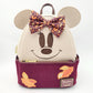 2026 Disney Parks Loungefly Minnie Mouse Fall Autumn Corduroy Mini Backpack New
