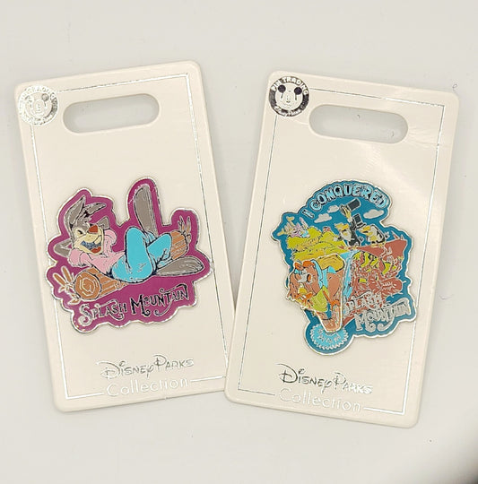 *Set of 2 Pins* Disney Parks Splash Mountain Brer Rabbit Fox Bear "I Conquered"
