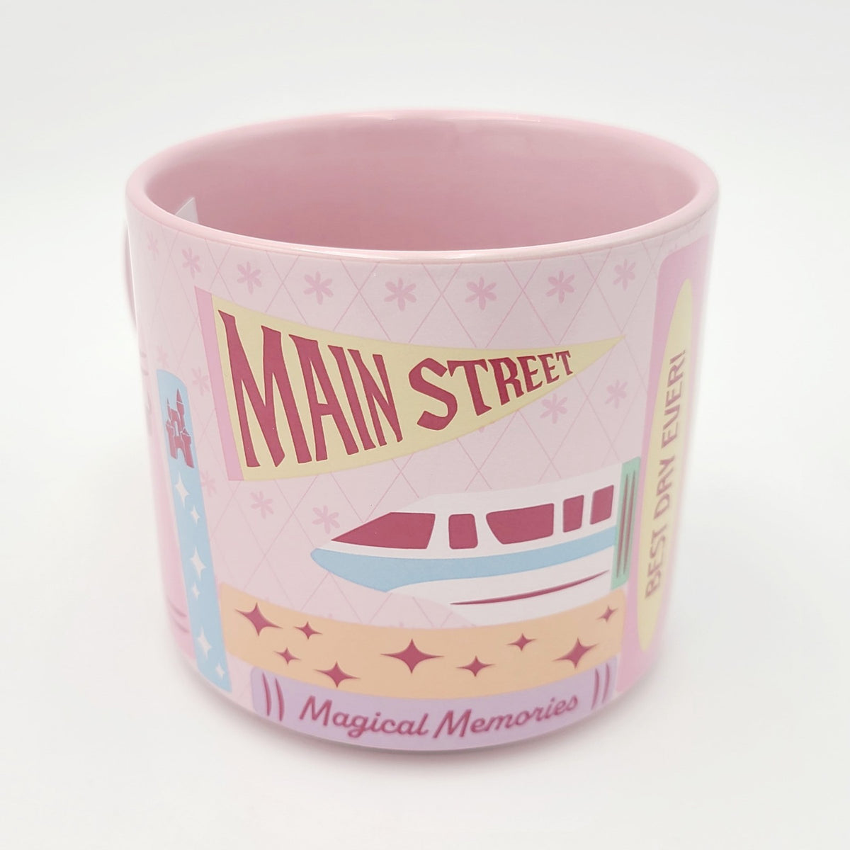 2026 Disney Parks Main Street Monorail Magic Bookshelf Pink Coffee Cup Mug New