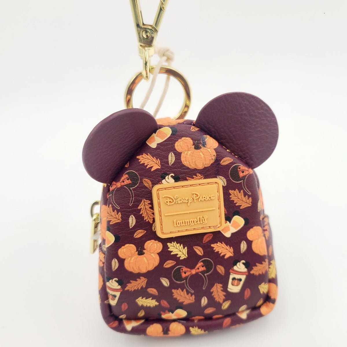 NEW Disney Park Loungefly Mickey Ears Fall Pumpkins Mini Backpack KEYCHAIN Charm