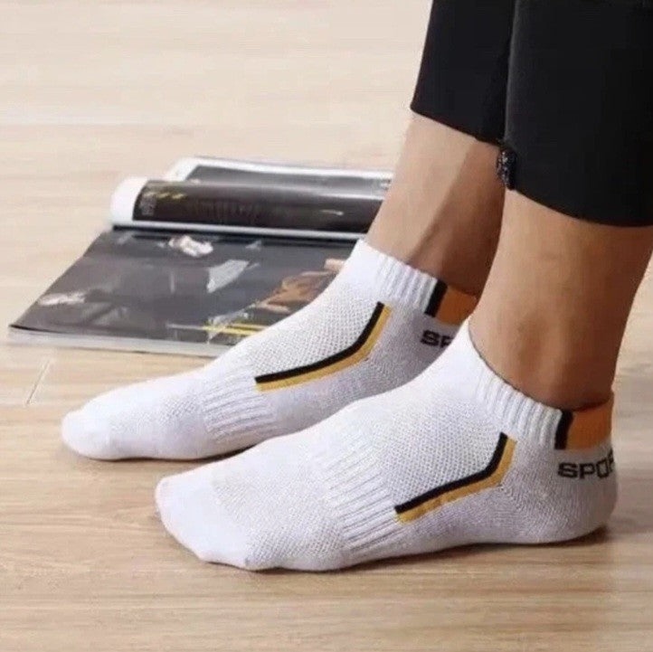 5 Pairs Men / Women Sport Stripe Cotton Bamboo Socks Ankle Low Cut Nonslip Pack