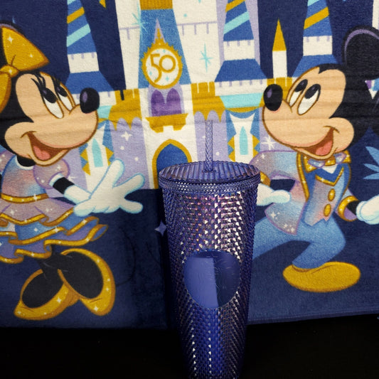 2021 Walt Disney World Parks 50th Anniversary Starbucks Bling Blue Tumbler NEW