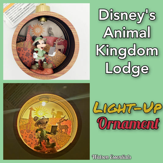 LIGHT UP Disney Park Animal Kingdom Lodge Resort Mickey Mouse Christmas Ornament
