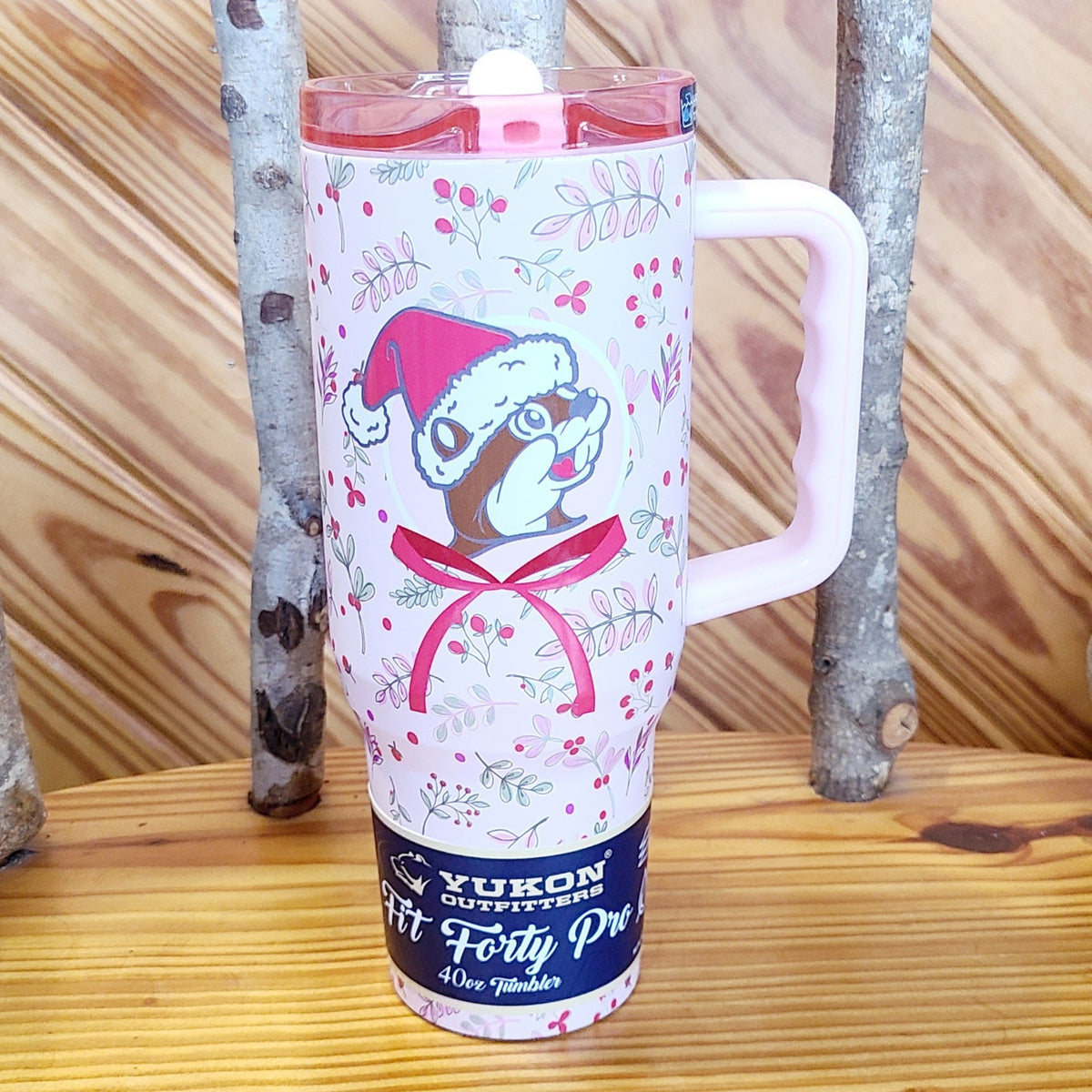Buc-ee's 2026 Yukon 40oz Pink Christmas Tumbler Beaver With Santa Hat Bucees NEW
