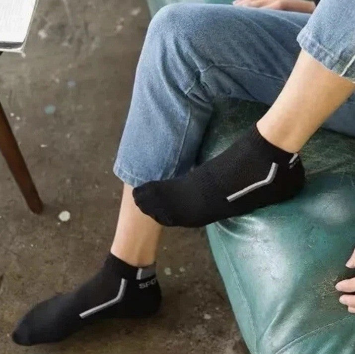 10 Pairs Men / Women Sport Stripe Cotton Bamboo Socks Ankle Low Cut Nonslip Pack
