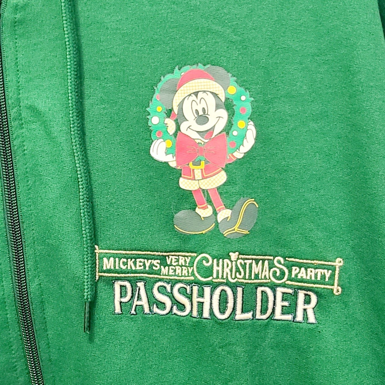 LARGE 2025 Disney Parks Mickey's Merry Christmas Party Passholder Zip Up Hoodie