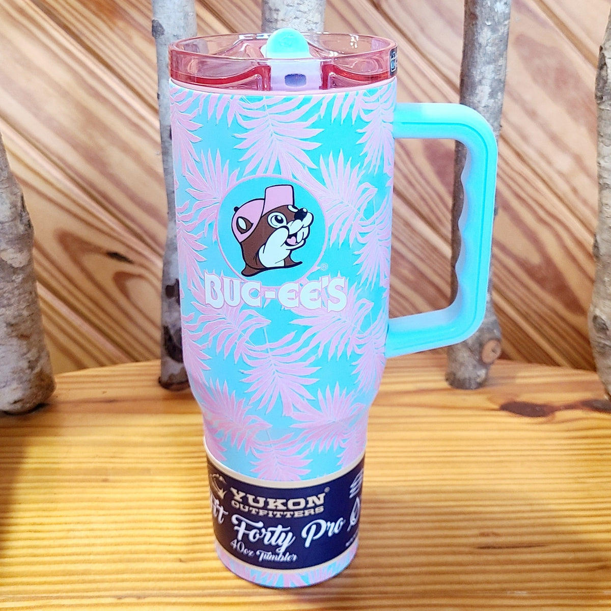 2026 Buc-ee's Pink Blue Palm Tree Thermal Lunchbox Tumbler 40oz W/ Handle Beaver