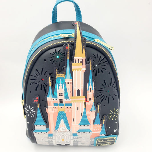 2026 Disney Parks Loungefly WDW Cinderella Castle Mini Backpack Light Up Bag NWT