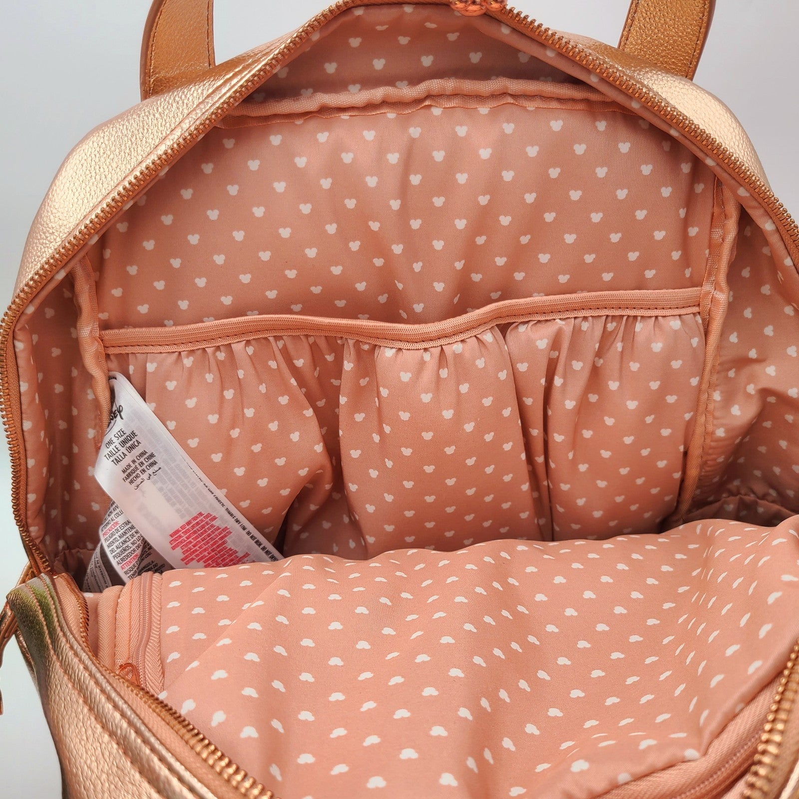 Walt Disney World Parks Rose Gold Icon Flair Pin Trader Backpack Bag Minnie NEW