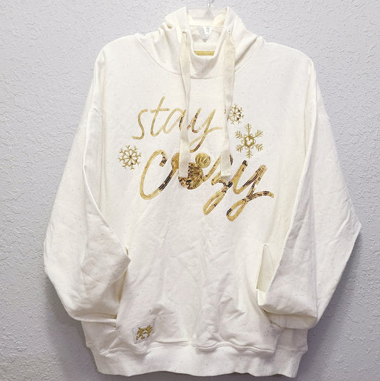 LARGE Disney Parks Stay Cozy Christmas Holiday Hooded Sweatshirt Pockets Mickey
