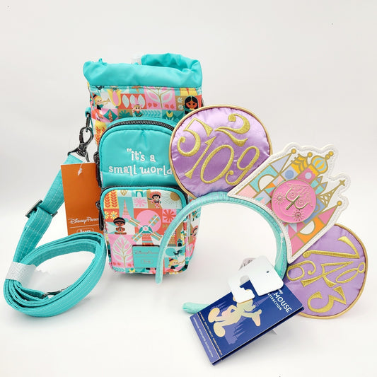 Walt Disney World Park It’s A Small World LUG Bottle Holder Bag & 50th Ears SET