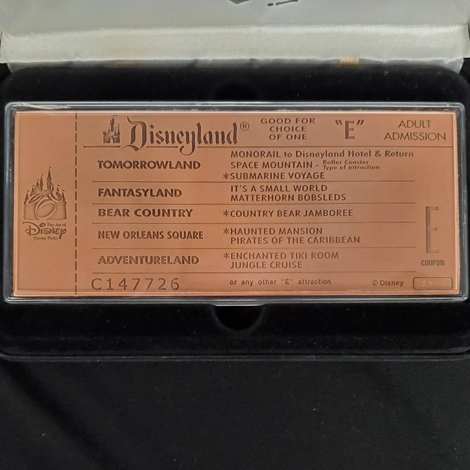 Disney Parks Haunted Mansion Replica Antique Copper "E" Ticket Limited Edition