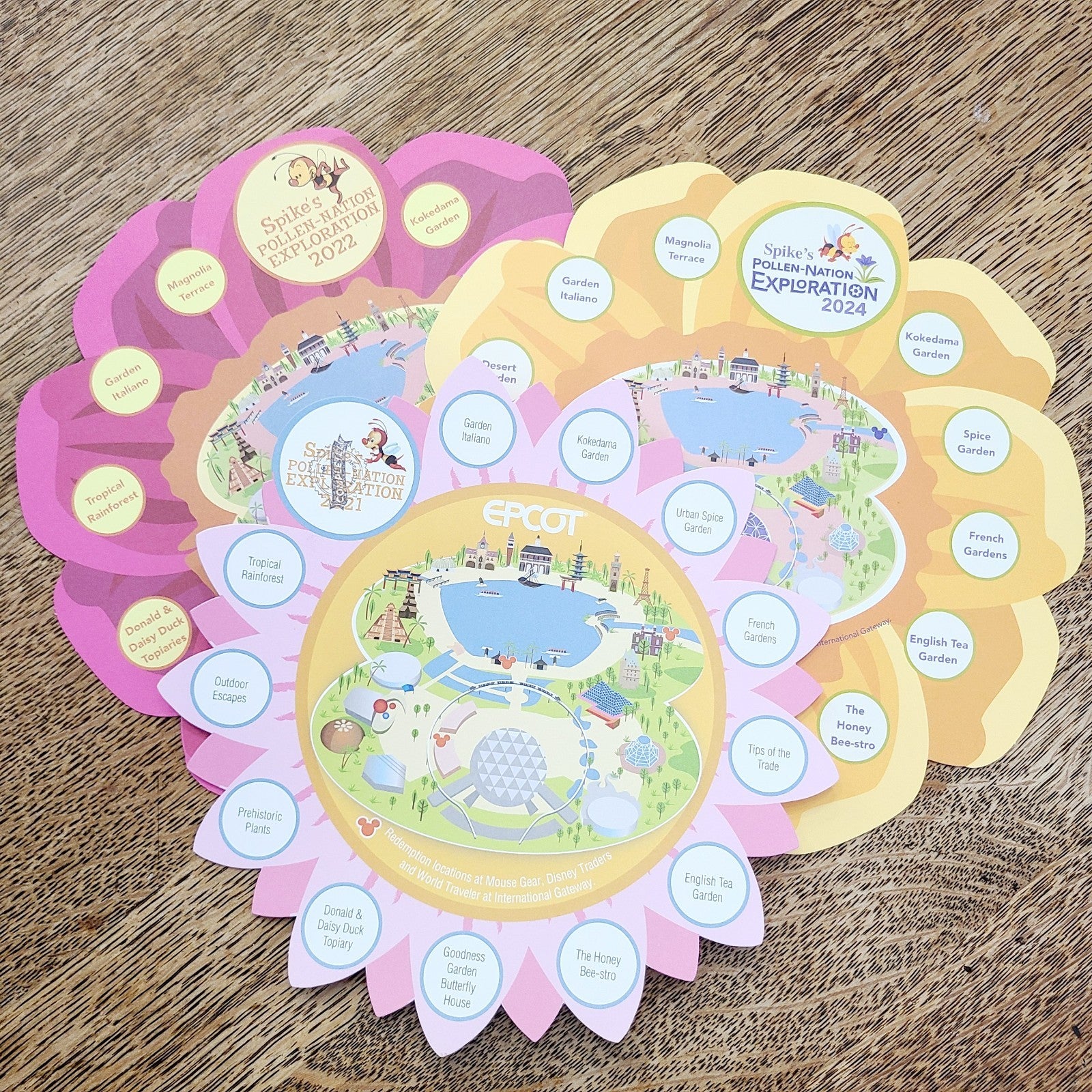 2021, 2022, 2024 Disney EPCOT Flower Garden Spike's Pollen Nation Scavenger Map
