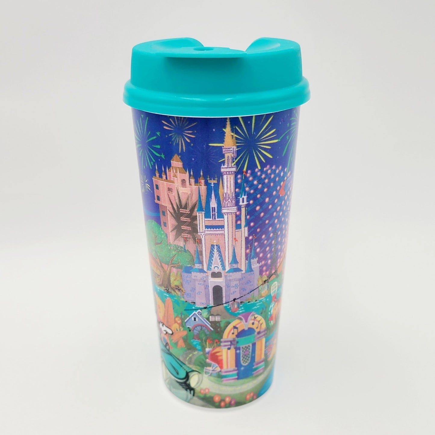 Walt Disney World Parks Resort Refillable Theme Park Cup Souvenir Mug Blue Lid