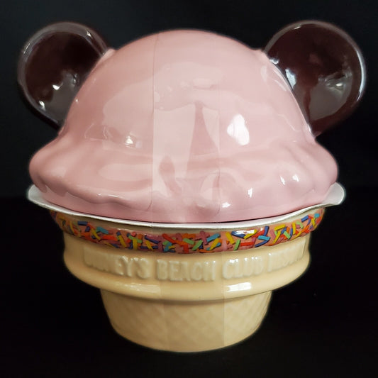 NEW Disney World Beach Club Resort Mickey Ears Ice Cream Scoop Cone Ceramic Bowl
