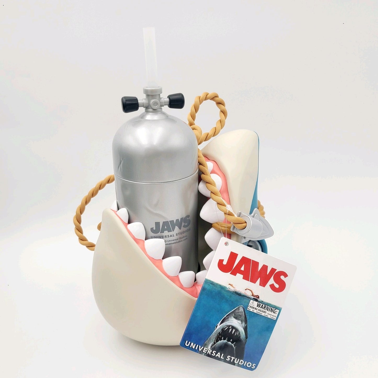 NEW 2026 Universal Studios Jaws Sipper Cup Shark & Scuba Tank Carrier Rope NWT