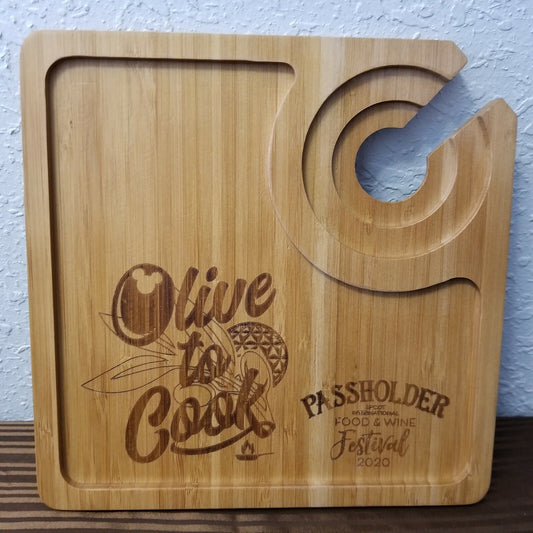 Disney Parks EPCOT Food & Wine Festival Olive To Cook AP Passholder Wooden Tray