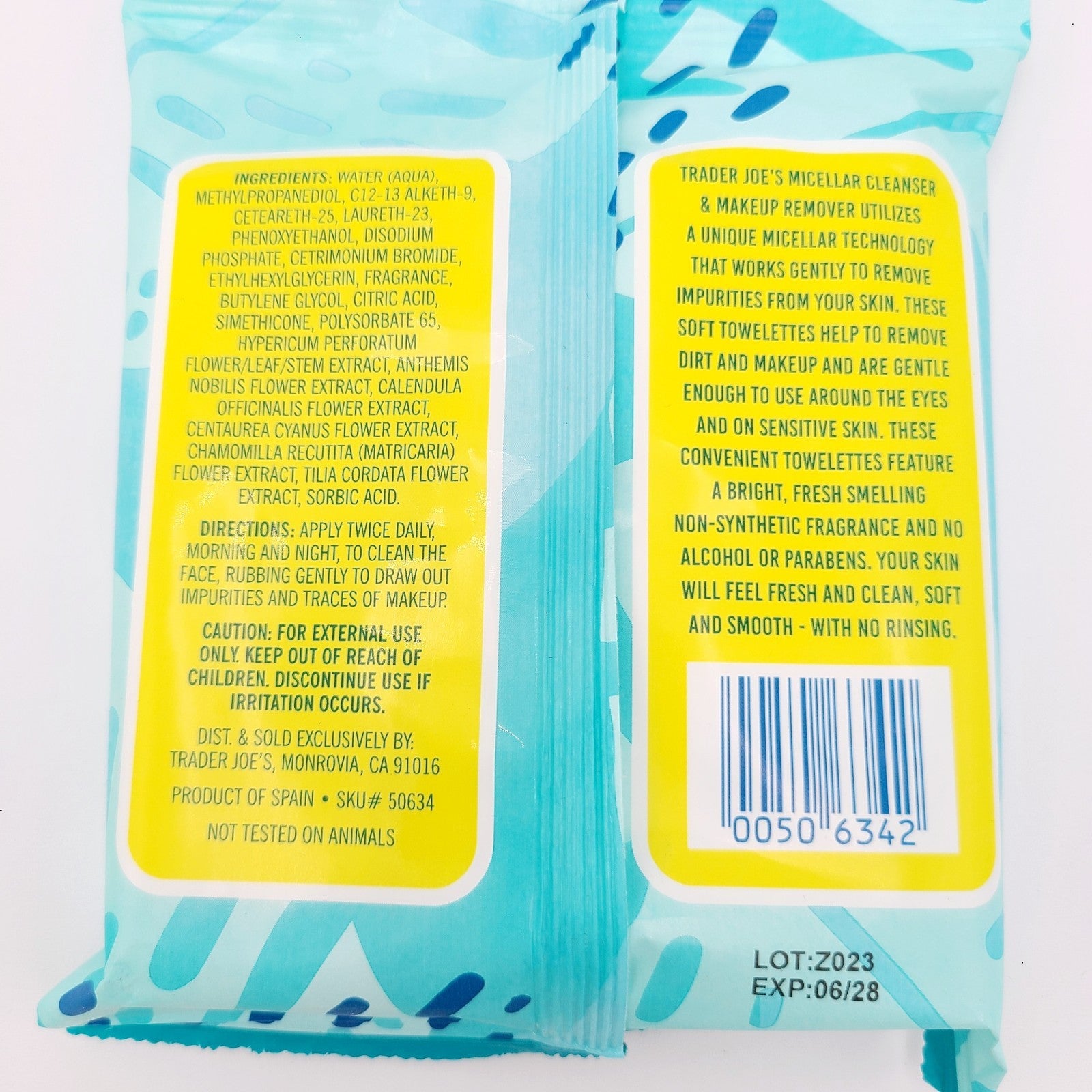 Trader Joe’s Micellar Cleanser & Makeup Remover Pre-Moistened Towelettes 20ct